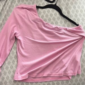 Pink Off-Shoulder Ribbed Women's Top